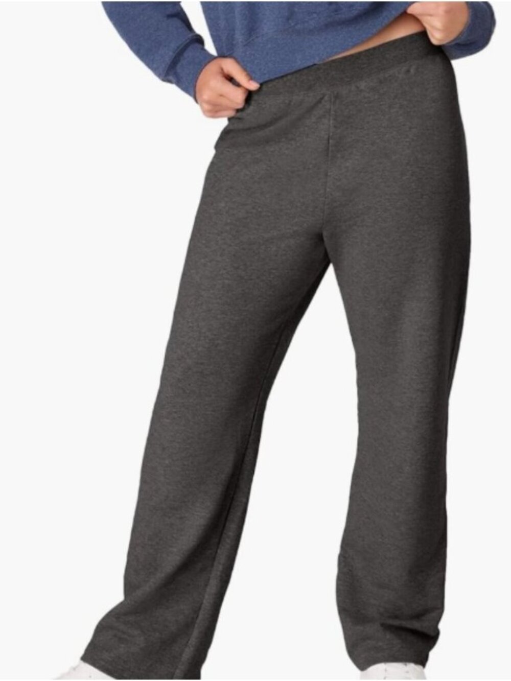 Hanes Women Petite Plus Open Bottom Sweatpants Grey XXL NWOT